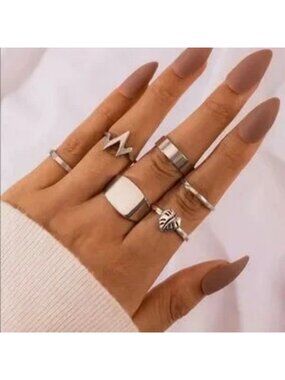 Silver 3/$30 6pc Heart Ring Set